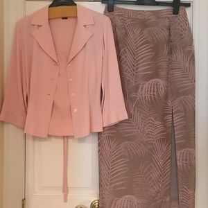 Silk jacket and camisole with skirt